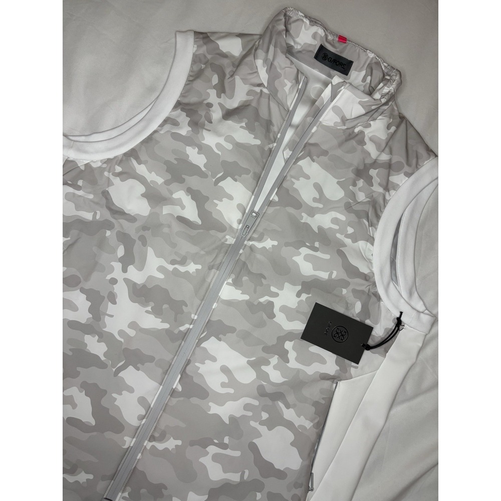 G/Fore Golf Men's White Camouflage‎ Quilted Hybrid Stretch Vest Medium $325 NWT